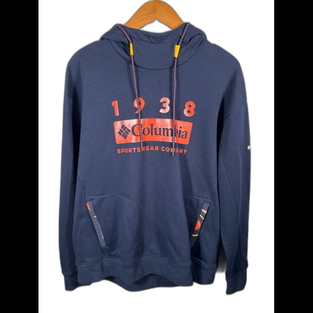 Columbia 1938 Women's Navy Lodge Drawstring Hoodie with Red Logo NWT Size Large